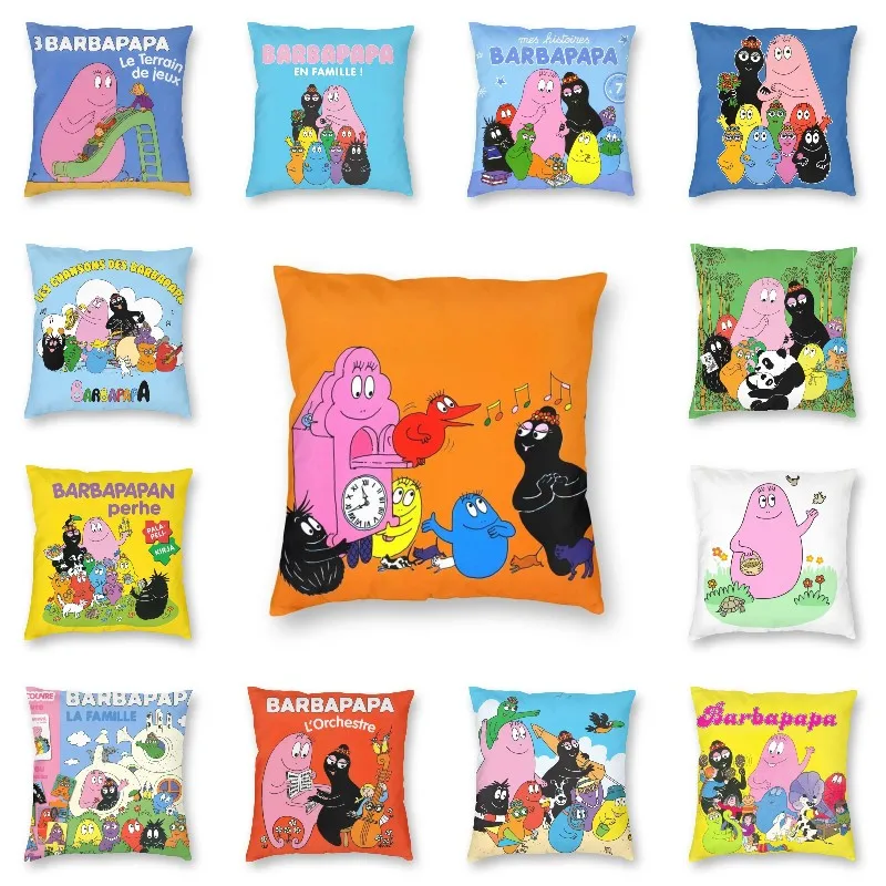 

Vibrant Barbapapa Cartoon Square Throw Pillow Cover Home Decor 3D Double-sided Print Baba Bright's Clock Cushion Cover for Car