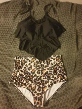 Traje de baño de dos piezas para mujer, bañador con doble volante y cintura alta, tankini con la parte inferior fruncida, ropa de baño de talla grande