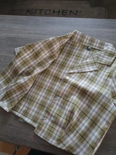 Crop Shirt Button-Up Summer Blouse Ladies Tops Streetwear Plaid Vintage Elegant Women