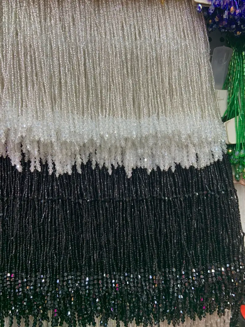 1 Yard 2022 new arrival Delicate bead Fringe trim for haute couture,  handmade bead fringe tassel, Millinery Crafts Dance Costume