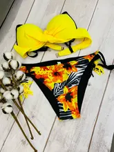 Sexy Bikini Swimsuit Beachwear Floral-Print Push-Up Two-Piece Plus-Size Biquini Women