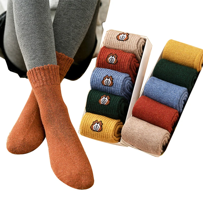 5 пар/лот = 10 шт. носки женские зимние Бархатные толстые теплые махровые носки однотонные женские носки без пятки для девочек