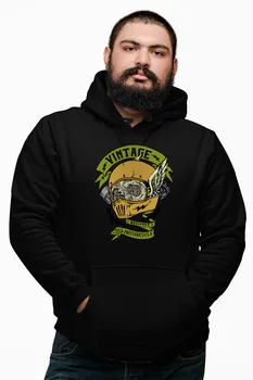 

Angemiel Wear Vintage Recovery Motorcyle Black Male Hooded Sweatshirt