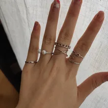 Rings for Crystal-Rings-Set Jewelry Geometric 17KM Trendy Women Gifts Gold-Color Bohemian