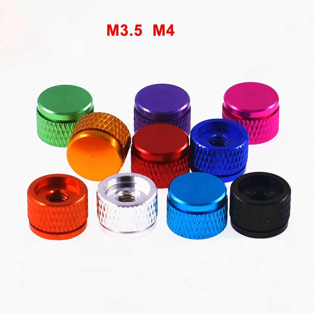 2Pcs M3 M3.5 Blind Hole Hand Tighten Nuts Anodized Aluminum Knurled Thumb For RC Models Computer Case 10 colors |