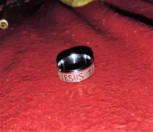 Uelf-Anillo de cruz de Jesús Religión Cristiana para hombre y mujer, sortija de acero inoxidable de 8mm, regalo de fiesta, Anillo Anneaux