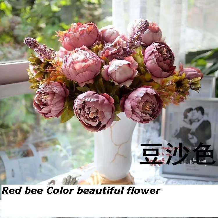 1 Boutique Silk Artificial Peony Rose Flowers Home Decoration Chiristmas Gifts 