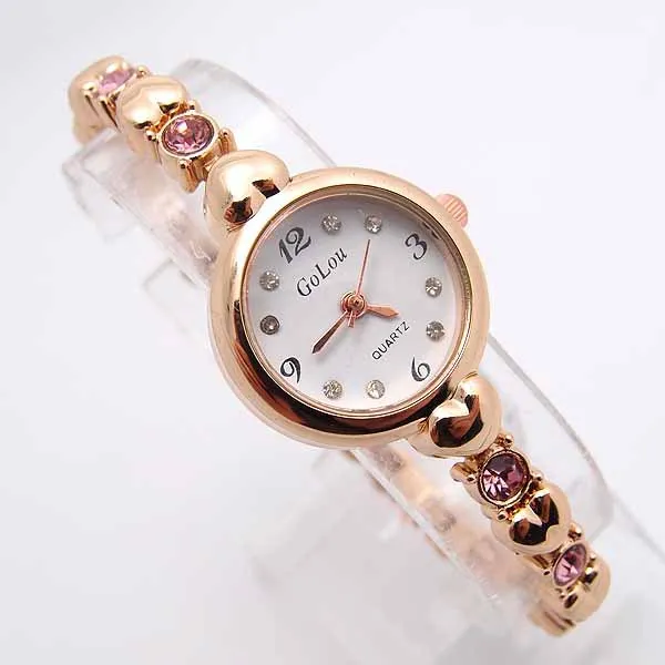 Горячая Распродажа модные часы с браслетом в виде сердца из розового золота женские модные часы с кристаллами кварцевые наручные часы Relojes Mujer GO095