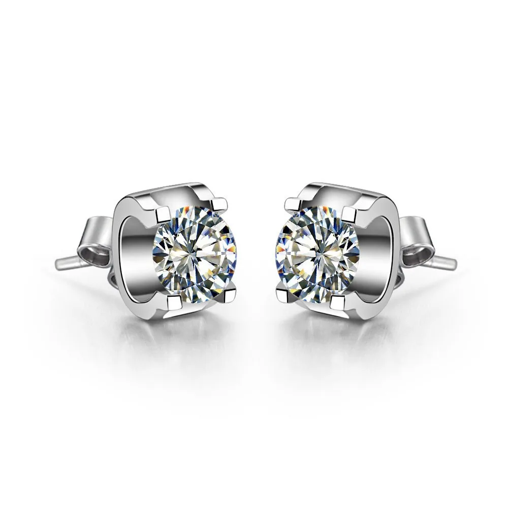 THREEMAN ювелирные изделия 0.5CT/шт Стиль оксхед Твердые серьги из белого золота синтетические бриллианты золото 585 модные серьги гвоздики Любовь ювелирные изделия