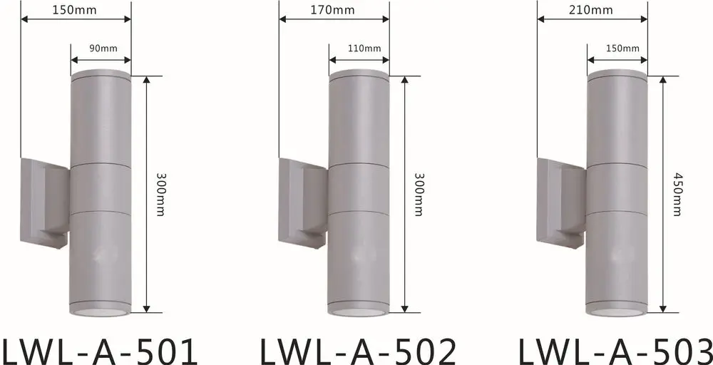 90x300 мм IP65 светодиодный вверх и вниз наружные настенные лампы, светильник сада, с 2 шт. E27 2x3 W светильник LWL-A-501
