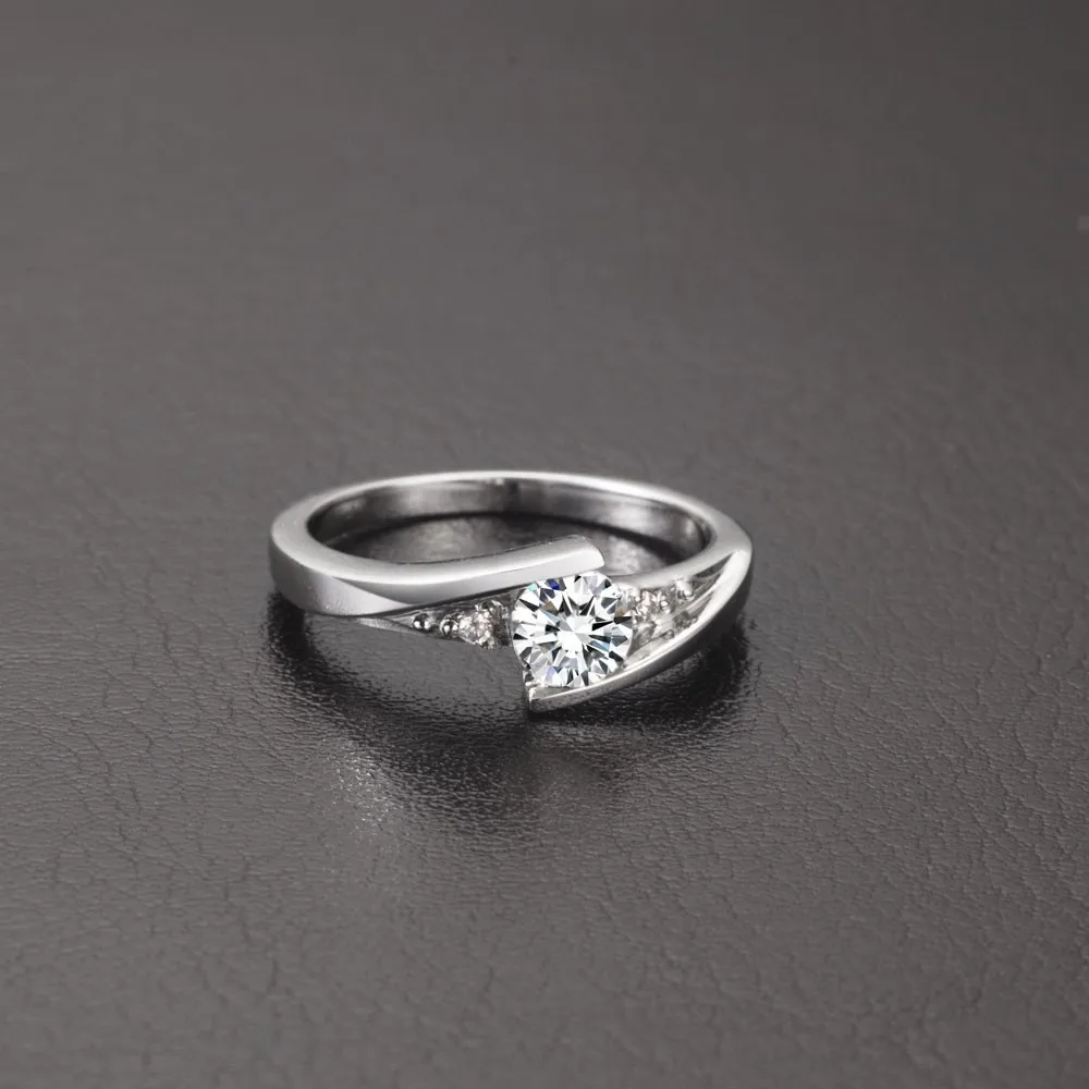 0.5Ct классическое кольцо для женщин обручальное подлинное кольцо из стерлингового серебра 925 незабываемое бриллиантовое кольцо