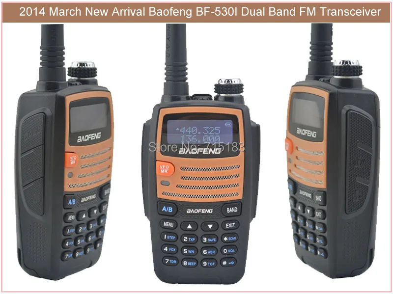 2014 Новое поступление Baofeng bf-530i Портативный двусторонней Радио УКВ + UHF Dual Band 5 Вт 128ch fm Радио портативная рация с бесплатная Наушники