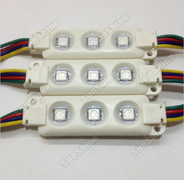5050 RGB LED модуль; высокий яркий; 0.72 Вт; ip65; dc12v; Тип литья под давлением; постоянное напряжение; 68 мм * 20 мм