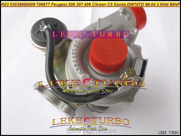 K03 53039880009 53039700009 706977-0003 Turbo Turbocharger For Peugeot 206 307 406 Citroen C5 Xantia DW10TD RHY 1998-2004 2.0L HDI 90HP
