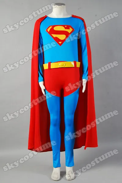 Супермен Косплей Кристофер Рив накидка комбинезон взрослый Косплей Костюм, полный набор