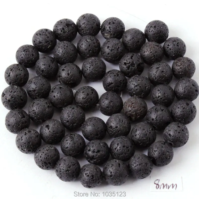 Высокое качество 8 мм натуральный черный камень лавы круглые самодельные камни