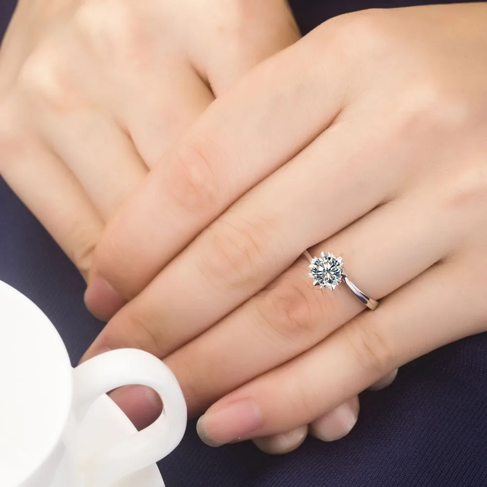 THREEMAN Forever 1Ct Moissanite тест положительное твердое белое золото обручальное синтетическое кольцо с бриллиантами AU585 для женщин Романтический День святого Валентина