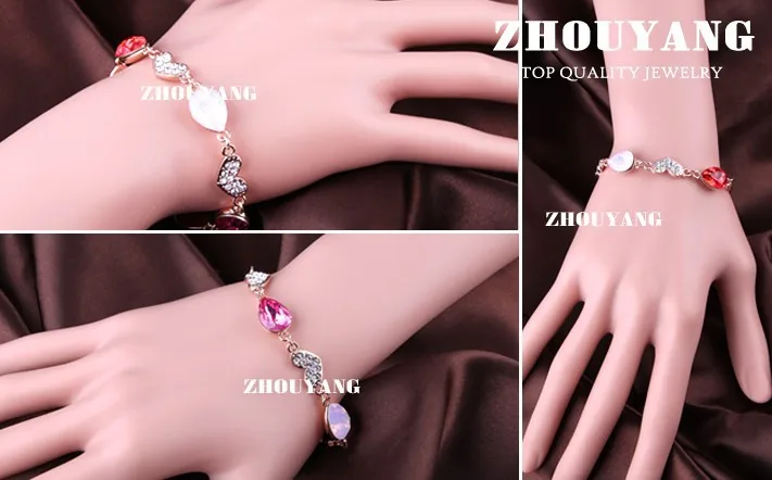 ZHOUYANG высокое качество ZYH004 разноцветный браслет в виде яиц из розового золота с настоящими Австрийскими кристаллами