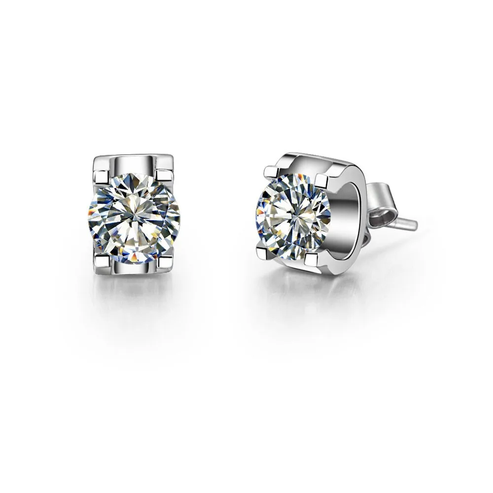 THREEMAN ювелирные изделия 0.5CT/шт Стиль оксхед Твердые серьги из белого золота синтетические бриллианты золото 585 модные серьги гвоздики Любовь ювелирные изделия