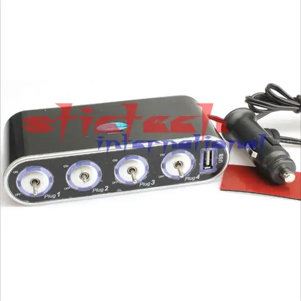DHL или FedEx 20 шт USB порт+ 4 способа авто автомобильный световой разъем разветвитель зарядное устройство 12 В адаптер питания от сети аксессуар