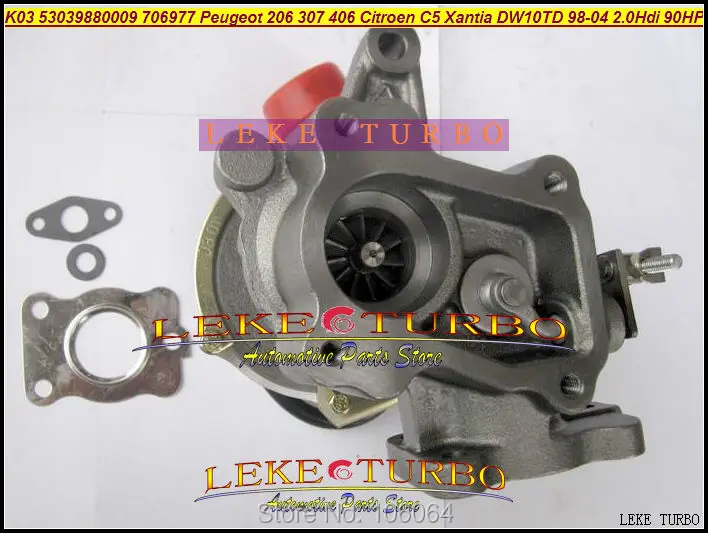 K03 53039880009 53039700009 706977-0003 Turbo Turbocharger For Peugeot 206 307 406 Citroen C5 Xantia DW10TD RHY 1998-2004 2.0L HDI 90HP (4)