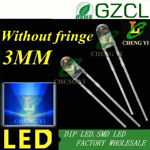 Низкая цена! 3 мм без бахромы led диод воды Прозрачный синий dip led 3,0-3,5 в с фабрики