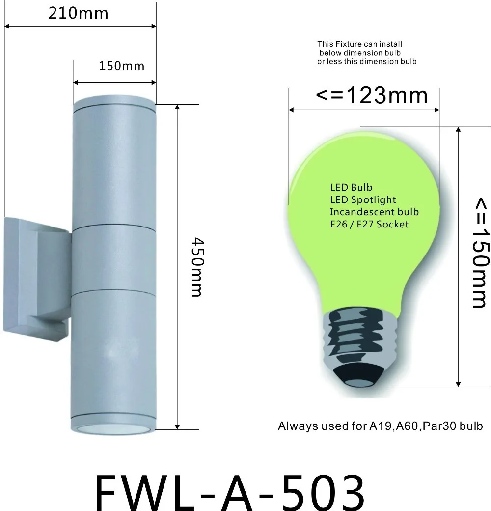 Fwl-a-503 светодиодный водонепроницаемый сад во внутреннем дворике Бра/за дверь головы/экстерьер/алюминий светильник/корпус