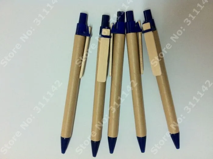 Переработанная шариковая ручка, крафт-бумага ручка, Экологичная цветная бумага ручки деревянные крюковая ручка 1000 шт
