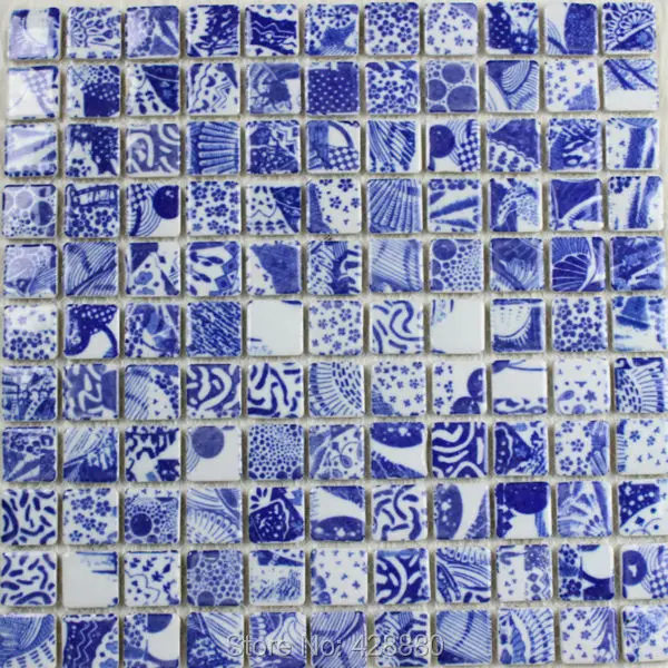Porcelain Mosaic Tile Kitchen Backsplash Blue White Shower Porcelain Mosaic Tile Kitchen Backsplash Blue White Shower Ceramic Tiles Wall Stickers Ad 777 Bathroom Floor On Aliexpress Alibaba