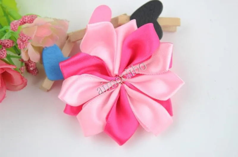 30 шт./лот DIY многослойный цветок из атласной ленты для девочек Для женщин волос аксессуары головные повязки