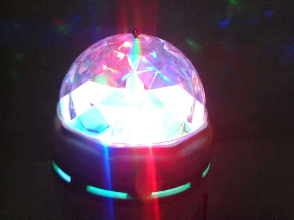 E27 3W красочный вращающийся RGB 3 Светодиодный точечный светильник лампа для KTV дома вечерние управление звуком