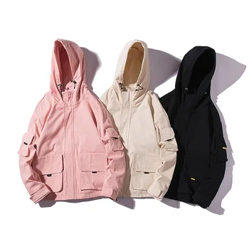 

2019 Summer New Korean Version Of The Couple Male Loose Hip Hop Cotton Wild Casual Solid Color Hooded Jacket M-2XL Streetwear