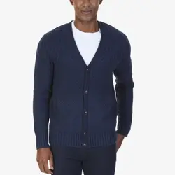 Nautica кардиган botones con detalle trenzado en hombros Ropa Hombre Azul