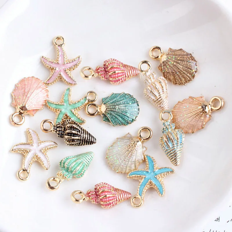 

Sale 13pcs/Set Jewelry Drop Oil Conch Starfish Sea Shell Alloy Pendant DIY Bracelet Earrings Making Handmade Accessories