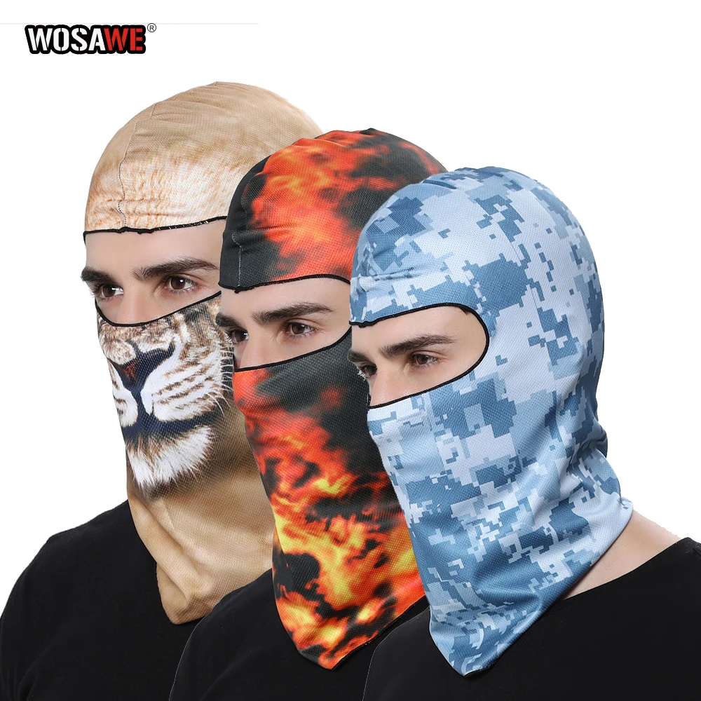 

WOSAWE 3D Printing Motorcycle Full Face Mask Neck Warmer Balaclava Helmet Liner Ski Paintball Snowboard Biker Riding Shield Hood
