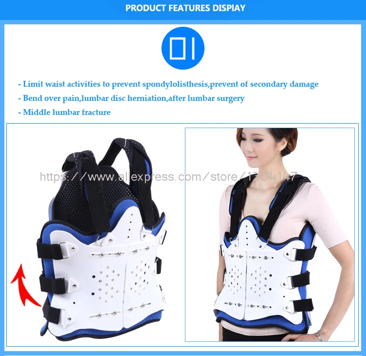 Medical Thoracolumbar Orthosis Adjustable Spine Lumbar Support Thoracic After Fracture Fixation Waist Brace Compression Fracture