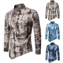 Осенняя мужская рубашка Повседневная Кнопка нерегулярный воротник рубашка с длинным рукавом вертикальная куртка с большими длинными рукавами