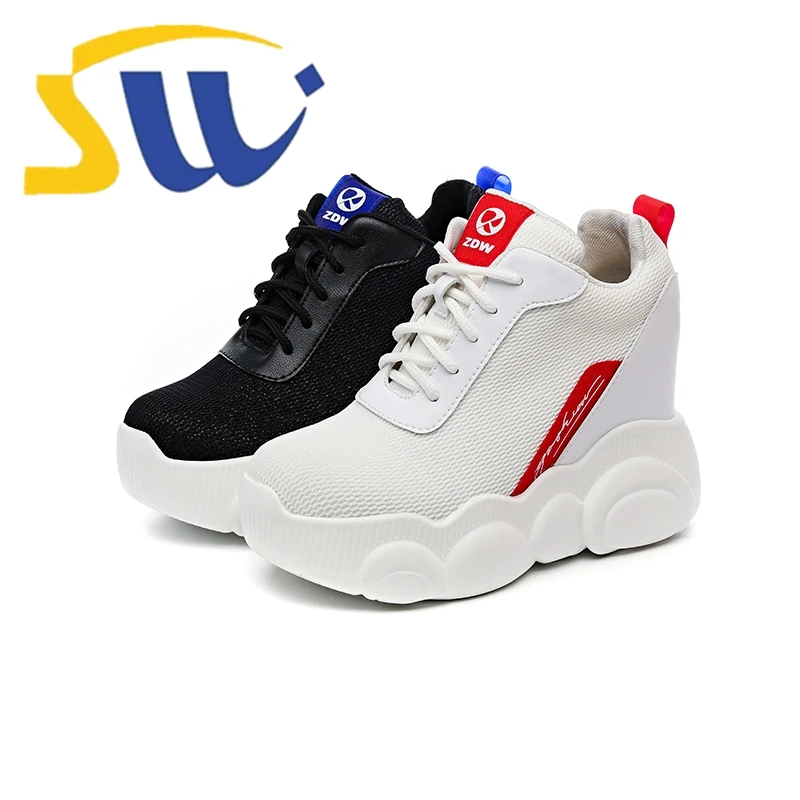 

SWONCO Breathable Summer Shoes Women White Sneakers Platform Wedge Casual Shoes Female Black Sneakers Chunky Heels Fashion Shoe