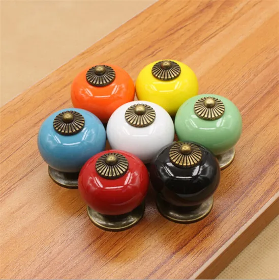 

Hot Handles Knobs Cupboard Door Cabinet Multicolor Ceramic Pull Drawer New Spherical