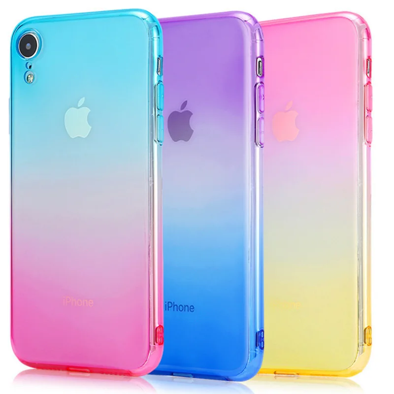 

New four-corner airbag drop-proof rainbow gradient phone case for iPhone X XR XS Max 8 7 6 6S Plus drop-proof cover