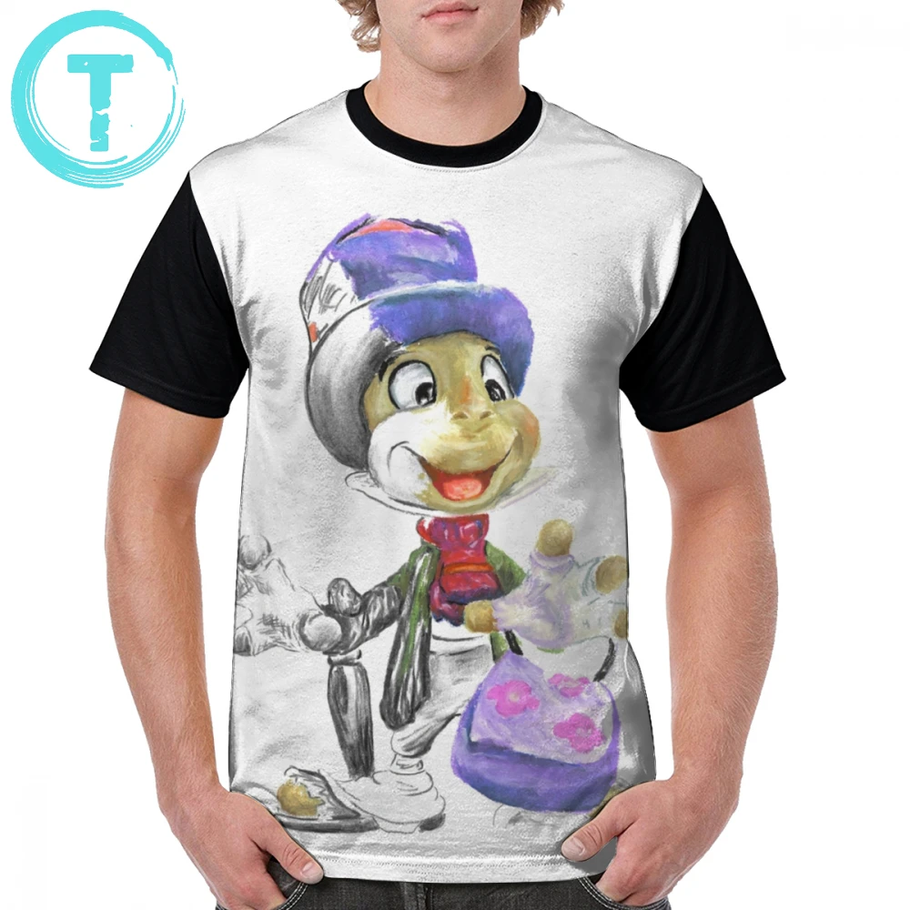 Jiminy T قميص الفحم و النفط-Jiminy الكريكيت تي شيرت 100 قميص أبيض بحجم ضخم تي شيرتات ورق الرسم البياني رجل متعة الشارع الشهير التي شيرت