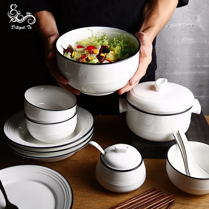 

Diliget.Te Solid Ceramics Spoon Rice Soup Bowl Seasoning tank Stew Teapot Flat Plates Flavored Sauce Dishes Mug Cup Dinnerware
