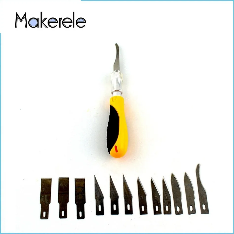 

12Pcs Blades/Set Carving knife Alloy steel blade Wood Engraving cutting Sculpture Knife Scalpel Cutting PCB Circuit Board Repair