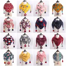 Детский осенне-зимний теплый клетчатый шарф в горошек, хлопковые треугольные шарфы, шаль, хлопковые воротники, теплый детский шейный платок