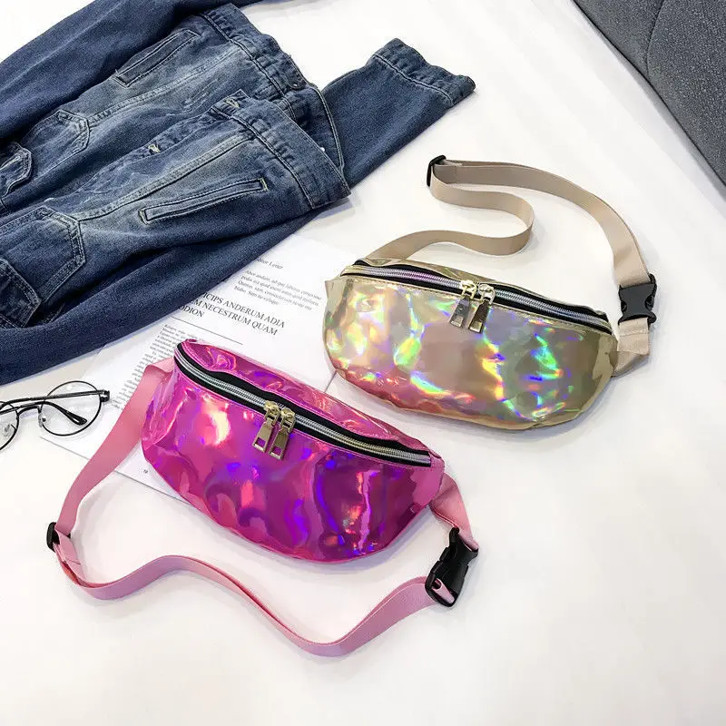 

2019 Hot Holographic Waist Bags Women Fanny Pack Female Belt Bag Geometric Waist Packs Laser Chest Phone Pouch