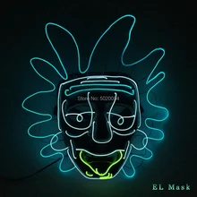 High Quality Movie&TV Rick and Morty EL Wire Glowing Mask Cosplay Rick Flashing Masks Halloween Party Collection Props