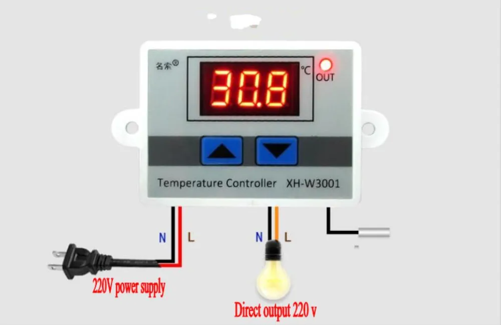 220 В цифровой Светодиодный контроль температуры Лер 10 А термостат контроль переключатель зонд W3001