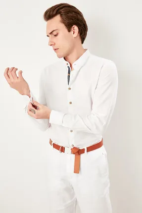 

Judge White Collar Men Slim Fit Linen Shirt Mixed TMNSS19FO0001