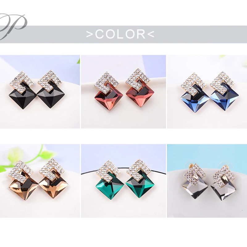 

Sale Korean Geometric Big Rhinestones Crystal Earrings For Women Graceful Square Earrings Weddings Fashion Jewelry
