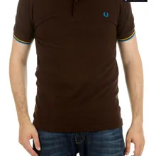 FRED PERRY, рубашка поло, Мужская футболка коричневого цвета с коротким рукавом, Мужская одежда, мужская брендовая Удобная M3600-940